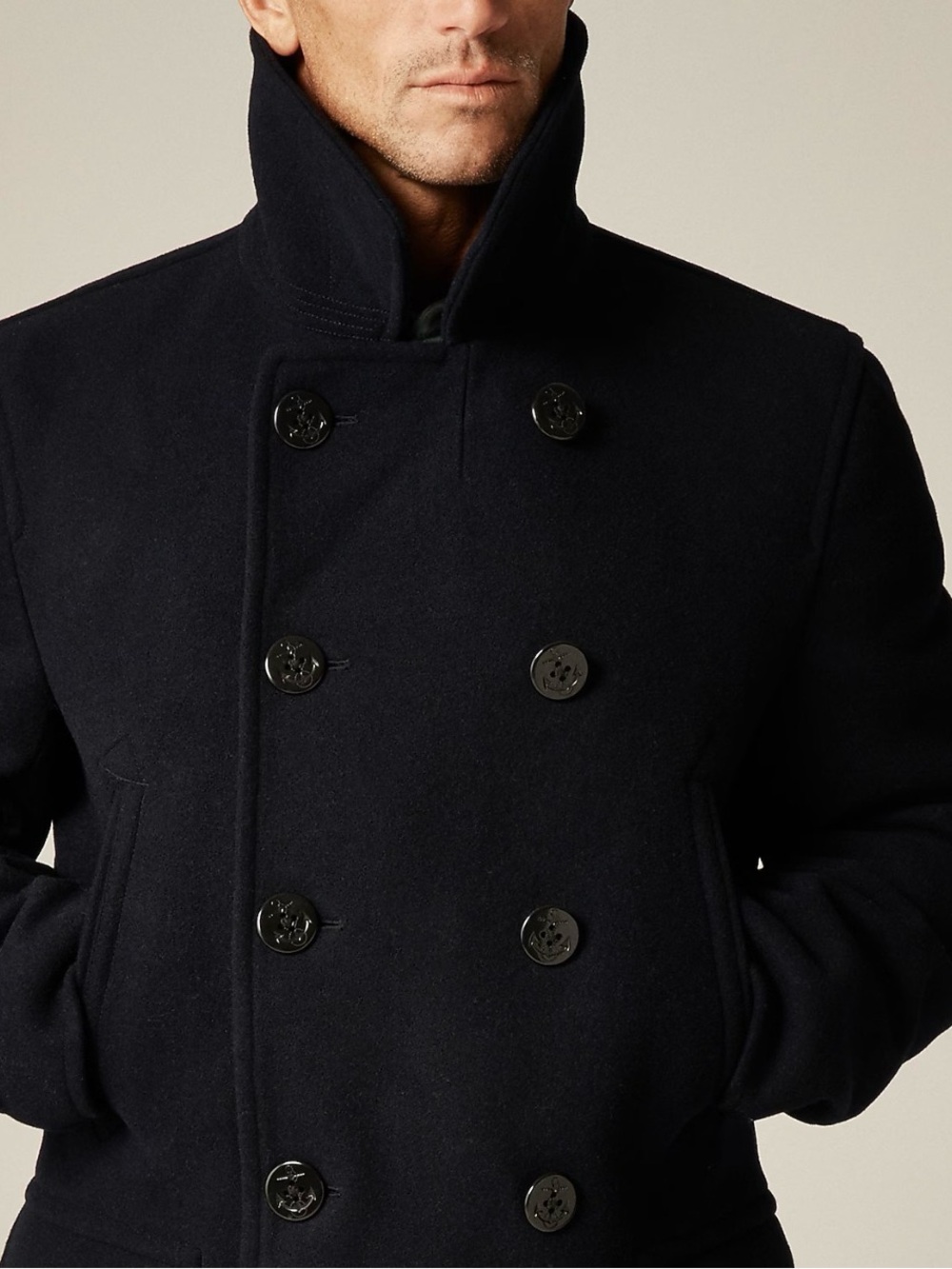 J. Crew Dark Gray Wool Thinsulate Quilted Jacket Peacoat Men’s Large Tall